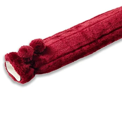Image of Blue Canyon Long Hot Water Bottle Luxurious Faux Fur Cover 2L Capacity Thermal Rubber with Cosy &amp; Warm Back Period Pain Relief, Stress Relief BS 1970:2012 Compliant (Burgundy)