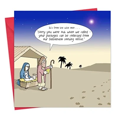 Image of Twizler Merry Christmas Card with Three Wise Men Happy Xmas Funny Female Male Mens Womens