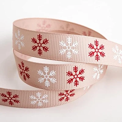 Image of Italian Options Snowflake Christmas Ribbon 16mm x 5m Taupe