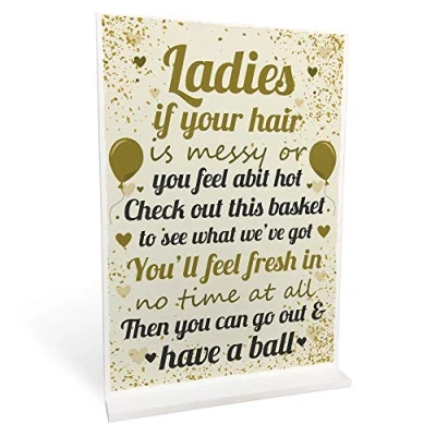 Image of RED OCEAN Ladies Toiletries Sign Wedding Table Decoration Standing Plaque Party Keepsake