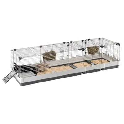 Image of Ferplast Large Rabbit Cage Krolik 200, Hutch, Assembly Kit, With Divider, Accessories Included