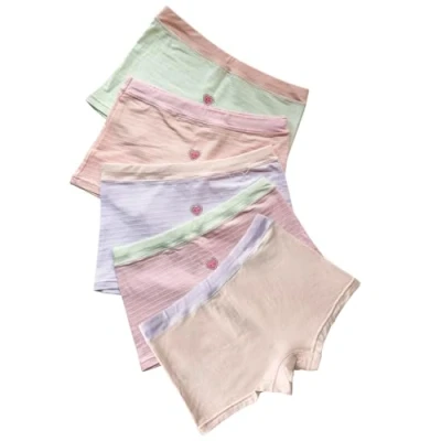 Image of XPX Garment 5 Pack Random Stripe Lovely Cat Little Girls Boyshorts Knicker Baby Girl Cotton Boxer Briefs Hipster Underwear , Style Color, 4 6 Year