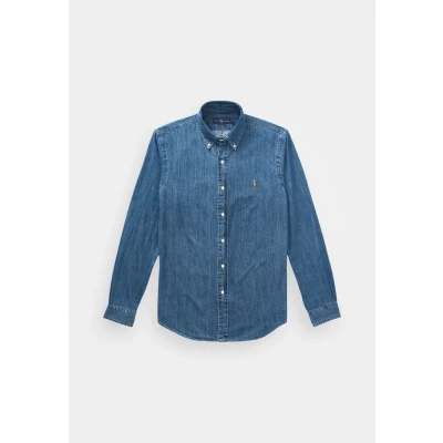 Image of Polo Ralph Lauren SLIM FIT Chambray Shirt Shirt, Men&#039;s, Size: XXL, Medium wash