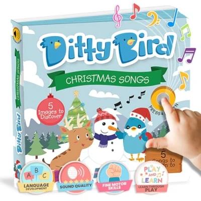 Image of OUR BEST INTERACTIVE Christmas SONGS Book for BABIES. Musical Toddler. Board Books One year old. Song Frosty, Rudolph 1 old boy gifts. girl