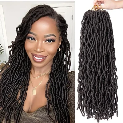Image of 1 Packs Faux Locs Crochet Hair 24 Inch, Nu Hair, Wavy Short Braids Dreadlocks (20 Roots/Pack) #4