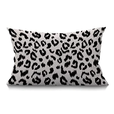 Image of BGBDEIA Leopard Cushion Cover,Decorative Throw Pillow Print Case for Sofa Couch Cotton Linen 30 x 50 cm 12x20 Inches