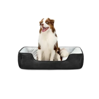 Image of 2 in 1 reversible Dog bed pillow basket sofa (L) 110 x 80 cm black/grey