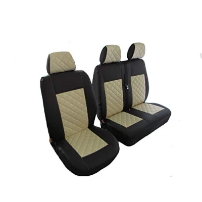 Image of Texmar Designed to fit MERCEDES VITO CARGO VAN 2004 2015 LEFT or RIGHT HAND DRIVE ECO BLACK BEIGE LEATHER Seat Covers 2+1 (1 single 1 double)