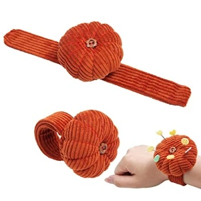 Image of Sewing Pin Cushion Pumpkin Needle Sorting Elastic Wrist Belt Pincushions Needles Holder, For Daily Needlework
