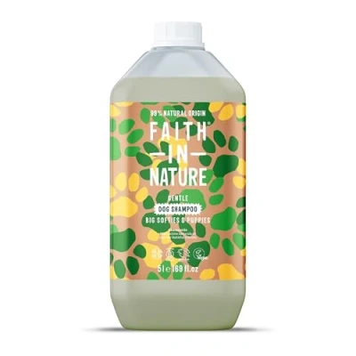Image of Faith In Nature Natural Chamomile Dog Shampoo, Vegan &amp; Cruelty Free, No SLS,Silicones or Parabens, Gentle, For Sensitive Dogs and Puppies, 5L Refill Pack