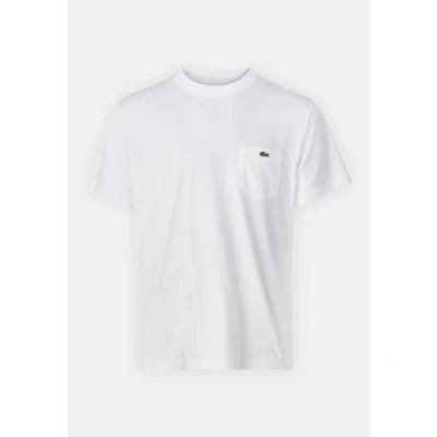 Image of Lacoste Chest Pocket Cotton T Shirt White men&#039;s in