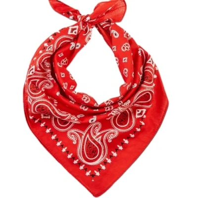 Image of baizhong Bandana Head Scarf for Men and Women, Stylish Cowboy Headband Handkerchief, Multi purpose Hair Paisley Print Unisex Headwraps (Red)
