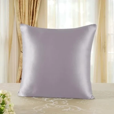 Image of townssilk Both Side 100% 19mm Pure Mulberry Silk Pillowcase for Hair and Skin Health, 50x50cm size Pillow Case Cushion Cover with Hidden Zipper 600 Thread Count Lilacpurple