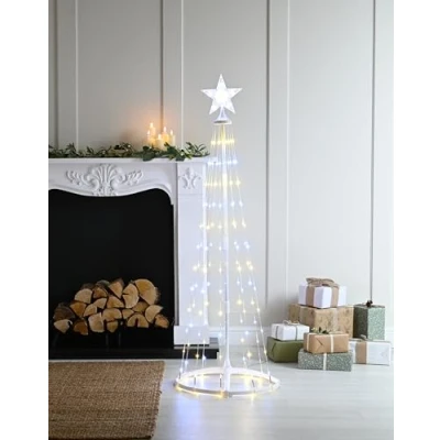 Image of Festive 150cm Tall 127 White &amp; Warm LEDs Cone Tree Pyramid Mains Powered
