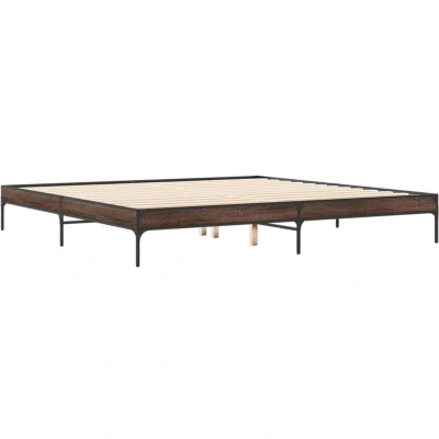 Image of vidaXL Bed Frame without Mattress Brown Oak 200x200 cm
