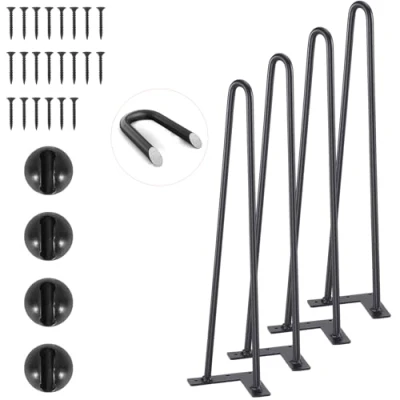 Image of VEVOR 482.6MM Hairpin Furniture Legs, Metal Home DIY Projects for Nightstand, Coffee Table, Desk, 226.8KG Load Capacity with Rubber Floor Protectors, Heavy Duty Sturdy Modern Table 4PCS