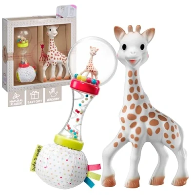 Image of Sophie la girafe Sophiesticated Teether Set Baby Maracas Rattle,Multi coloured,2 Unité (Lot de 1)