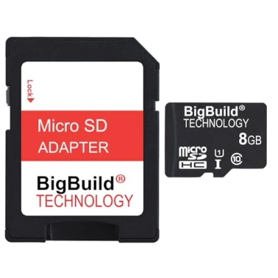 Image of BigBuild Technology 8GB Ultra Fast 80MB/s Class 10 MicroSD Memory Card For NextBase iN CAR CAM 312GW DashCam, SD Adapter is included