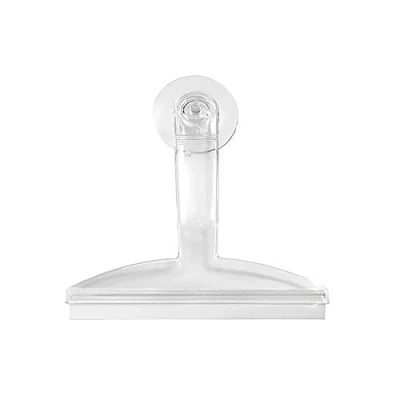 Image of iDesign 22200 Shower Squeegee, Small Window Squeegee with Strong Suction Cup Made of Plastic, Practical Screen Wiper Wide Lip for Bathroom, Clear
