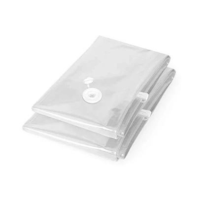 Image of Compactor Space Saving Vacuum Storage Bags with B Valve, Set of 2 1 Medium 55 x 90cm and Large 80 100cm, Clear