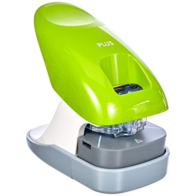 Image of PLUS Japan, Staple Free Stapler Desktop Model Green, 10 sheet capacity, 1 piece pack (1 x Stapler)