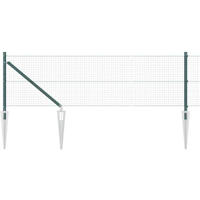 Image of vidaXL Fence Post Set of 2 Green Metal 10 x 0.5 m Durable