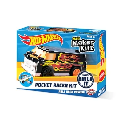 Image of BLADEZ Hot Wheels Toyz Pocket Racer Maker Kitz 1 Pack Build &amp; Race Mini Cars Pull Back Motors for Turbo Performance Easy Snap Fit Assembly Works on Track COLOURS WILL VARY