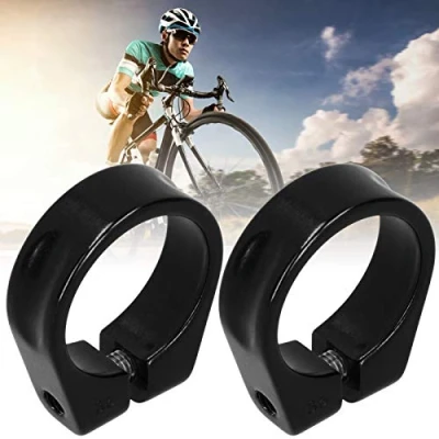 Image of 2Pcs Aluminum Alloy Bike Seatpost Clamp, 35mm Road Bicycle Seat Post Quick Release Clamp for Mountain Bike, Black