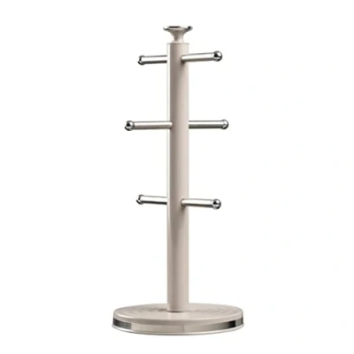Image of Daewoo Sienna Collection Mug Tree, Free Standing 6 Cup Holder with Sturdy Base, Taupe
