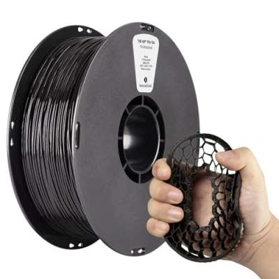 Image of kexcelled TPU Filament 1.75 mm, 1 kg Spool (2.2 lbs), Flexible 3D Printing Filament, Shore 95A, Soft +/ 0.05 Excellent Elasticity, Black