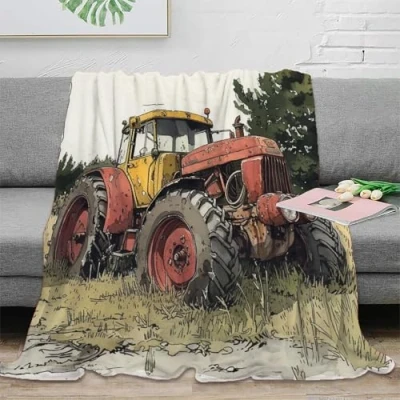 Image of SPACESK Tractor Fleece Throw Blanket 3D Bed Lightweight Breathable Soft Warm Microfiber Sport Bedding for Couch Kids Teens Adults 40x50inch(100x130cm)