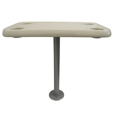 Image of Plastic Motorhome Island Pedestal Table (Ivory White Rectangle Caravan)