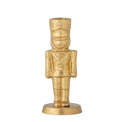 Image of Bloomingville Vernon Candle Holder in the Shape of a Nutcracker Gold Metal Height 14 cm Diameter 6
