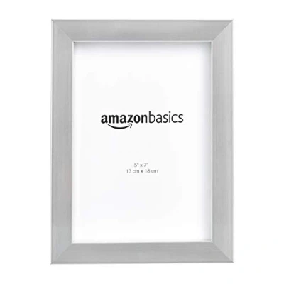 Image of Amazon Basics Rectangular Photo Frame, Nickel, 2 Pack, 13 cm x 18