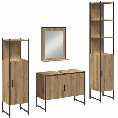 Image of vidaXL 4 Piece Bathroom Furniture Set Artisan Oak Engineered Wood