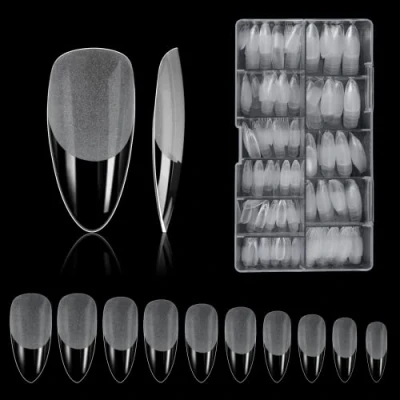Image of Nail Tips, 500 Pieces False Acrylic Artificial Tips with Storage Case for Salons and DIY Art at Home 10 Sizes (Almond Shape)