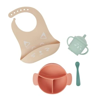 Image of Babymoov LEARN&#039;ISY baby feeding set, silicone toddler weaning 15 24 months, Fox