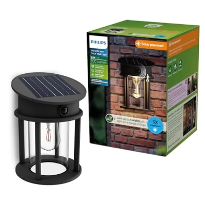 Image of Philips LED solar outdoor wall lamp Geri UE Sensor, round, IP44