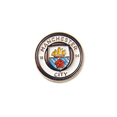 Image of Manchester City FC Official Football Crest Pin Badge (One Size) (White/Silver)