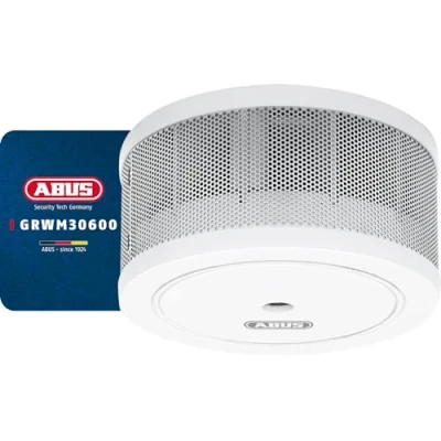 Image of ABUS mini smoke detector GRWM30600 with 10 year battery Q Label &amp; DIN EN14604 certified 85 dB alarm for living rooms, caravans motorhomes White