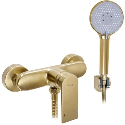 Image of Rea Verso Gold Adjustable Shower Valve Brass Single Handle Hot and Cold Bathroom Mixer Tap (Gold)