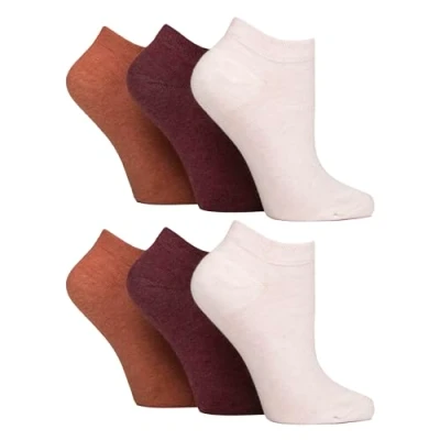 Image of Gentle Grip 6 Pairs Diabetic Trainer Socks for Women Non Elastic Soft Top Extra Wide Ankle (4 8, Terracotta/Lavender Cream/Burgundy)