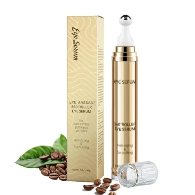 Image of Caffeine Eye Serum, Hyaluronic Acid Under Cream for Dark Circles and Puffiness Care Anti Aging with 360 Massage Ball Reduce Bags, Wrinkles Fine Lines 20ML