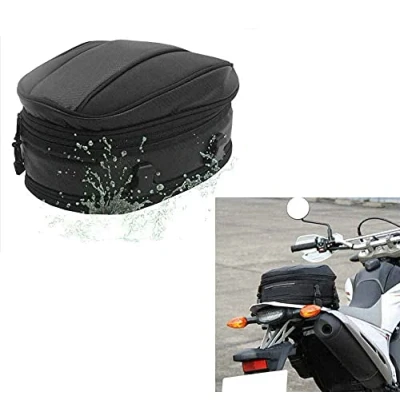 Image of Krtopo Motorcycle Rear Seat Tail Leather Pack Bag Expandable Luggage PU Waterproof 7.5 10L Capacity