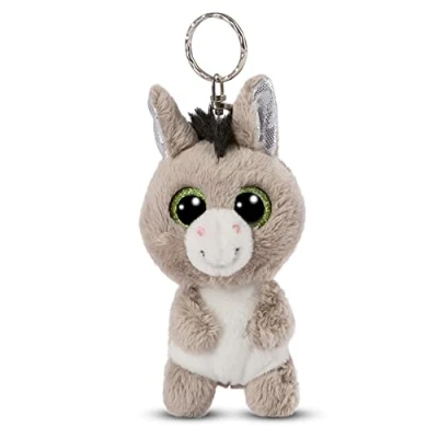 Image of NICI 47661 Original Glubschis Donkey Keyring Donki 9cm Cuddly Toy Pendant for lanyards, Keychains &amp; Key Holders Bag Charm, Grey