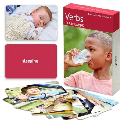Image of Verb Flash Cards Volume 1 40 Action Language Builder Picture for Kids and Adults ESL Teaching Materials Speech Therapy Home Schooling Vocabulary