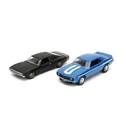 Image of Jada Toys Fast and Furious Cars (Set of 2) 1969 Chevrolet Camaro &amp; 1968 Dodge Charger Widebody 2 Legacy Series Model with Opening Doors, 1:32, 19cm, from 8 Years, Wave 2, Set 1