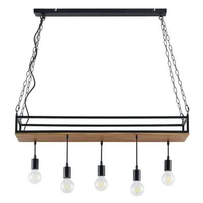 Image of Ceiling Light &#039;Kirista&#039; dimmable (Vintage, Antique) in Black Made of Metal for e.g. Living Room &amp; Dining (5 Sources, E27) from Lindby Pendant Lighting, lamp, Hanging