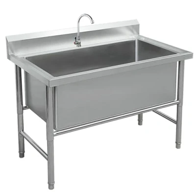 Image of Freestanding Stainless Steel Sink, Utility Sink,1 Compartment Commercial Kitchen Sink,Kitchen Sink Industrial Sink,Commercial (47in)