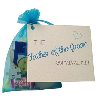 Image of Father of The Groom Survival Kit. Thank You Gift &amp; Card Keepsake. Novelty Wedding